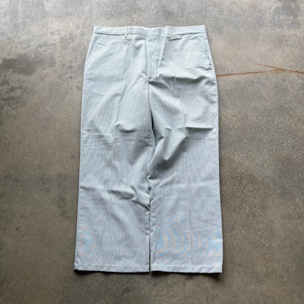 Haband Mens Vintage Seersucker Striped Dress Pants Blue White Made in USA 38x28